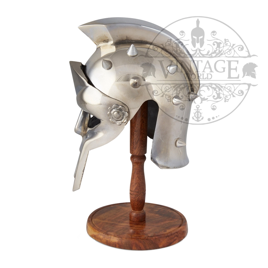 Gladiator miniature display helmet on wood stand