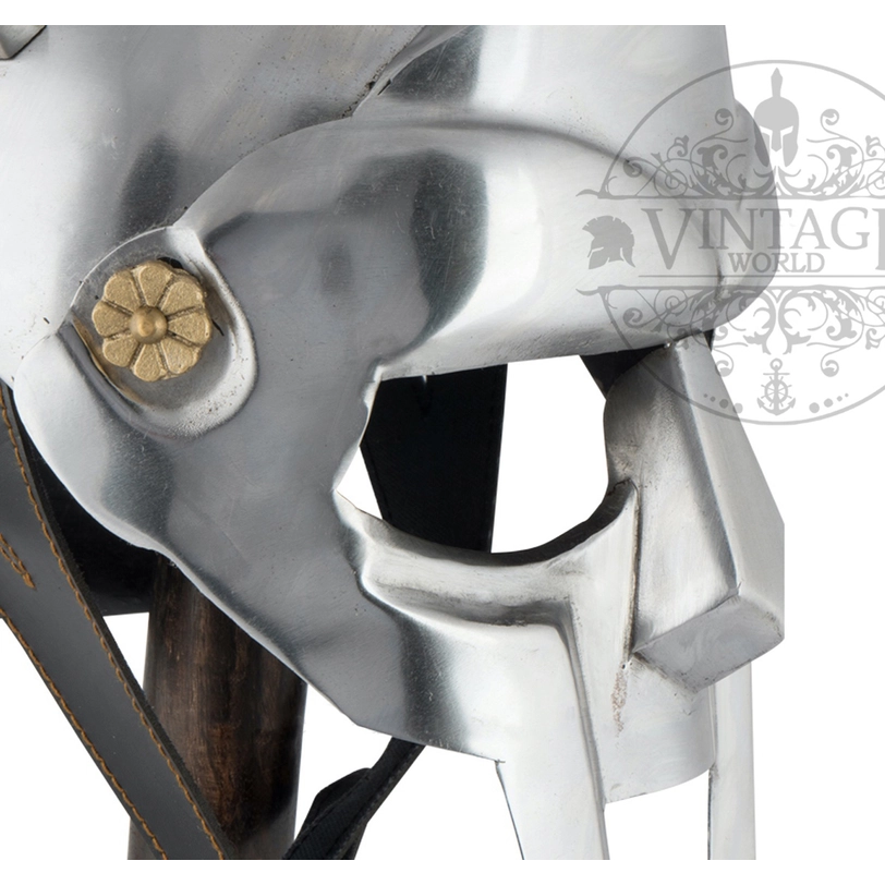 Gladiator miniature display helmet on wood stand