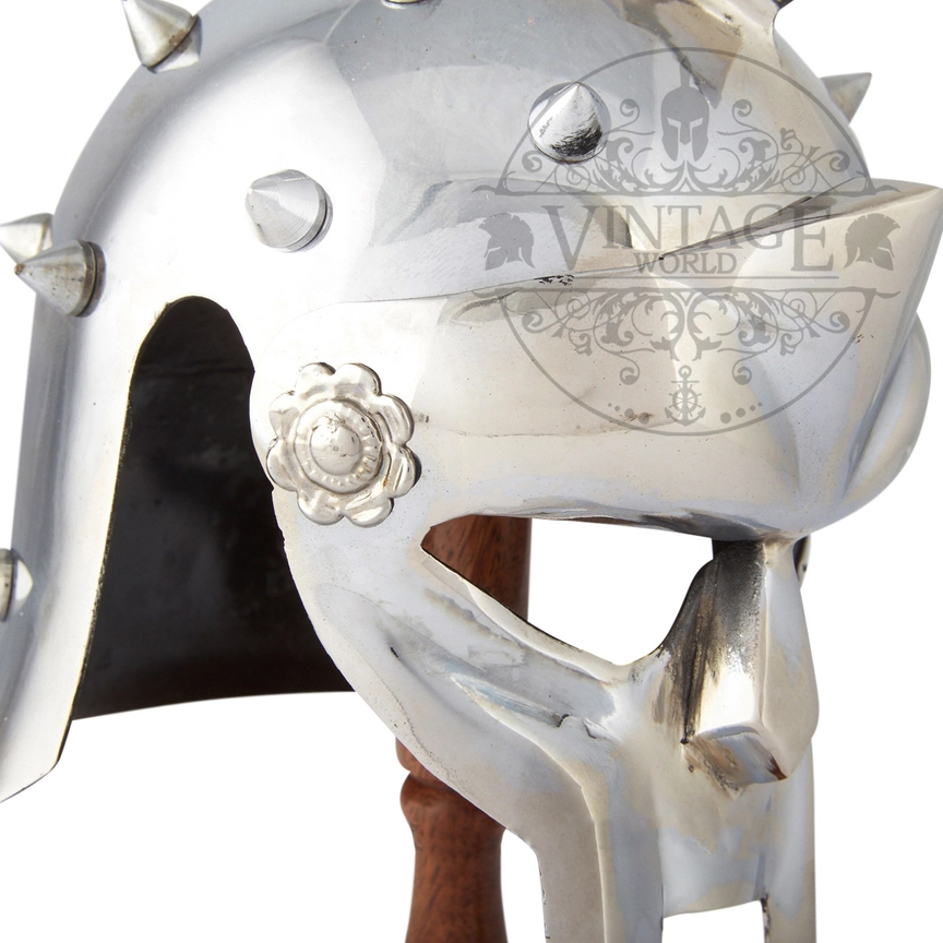Gladiator miniature display helmet on wood stand