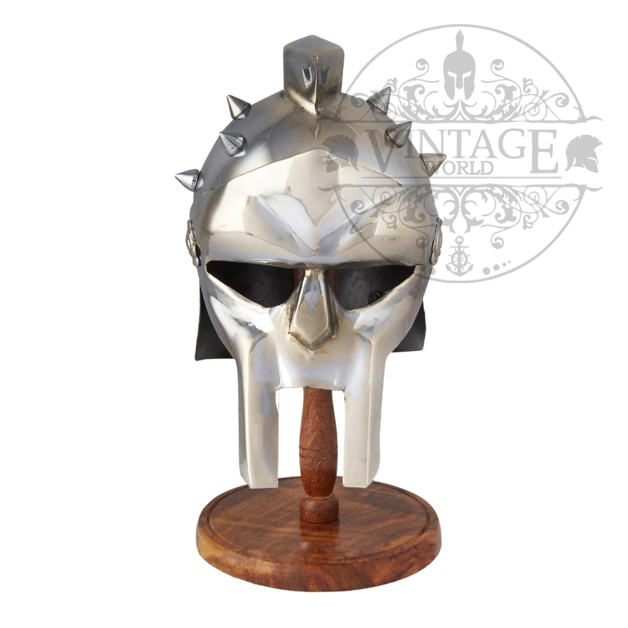 Gladiator miniature display helmet on wood stand