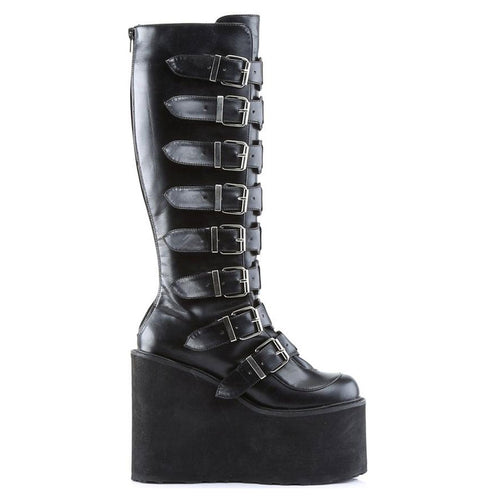 Swing Matte Cyber Metal Plate Knee Boots