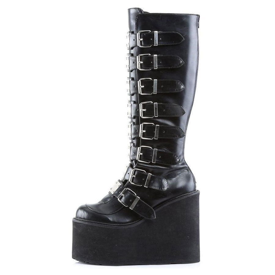 Swing Matte Cyber Metal Plate Knee Boots