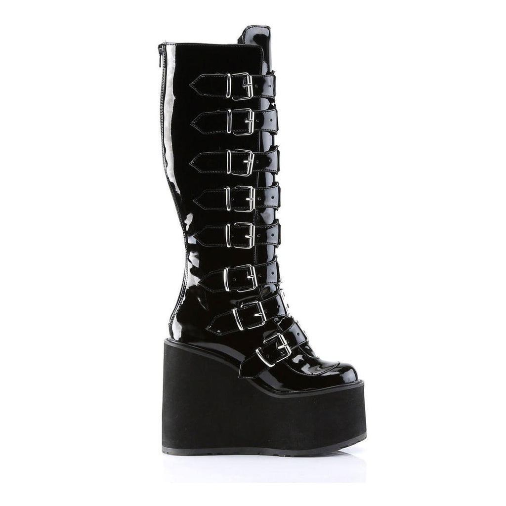 Swing Cyber Metal Plate Platform Knee Boots