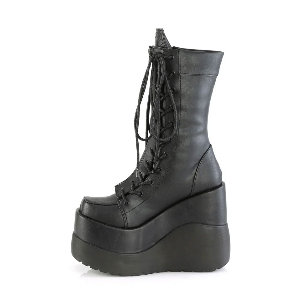Void Tiered Wedge Lace-Up Mid-Calf Boots