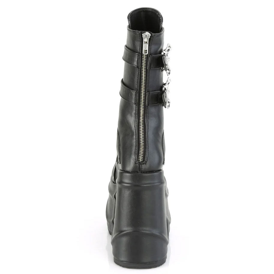 Wave Platform Wedge Lace-Up Mid-Calf Boots