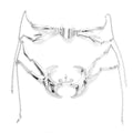 Cyber Wraith Face Jewellery Set, silver metal nose and lip face pieces