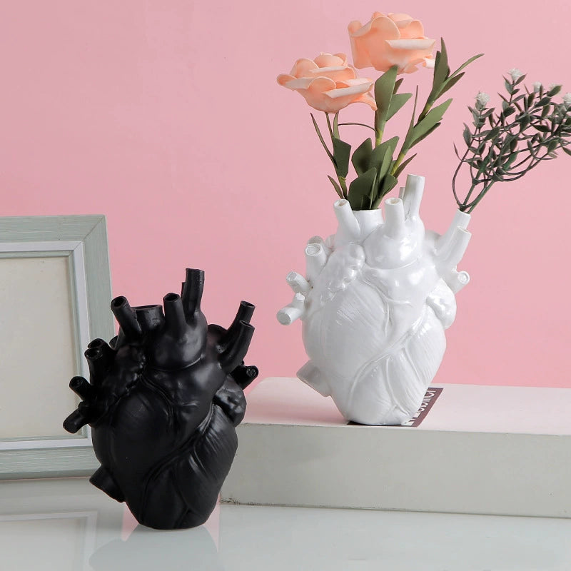 Still Beating Heart Vase, White, anatomical heart ceramic vase