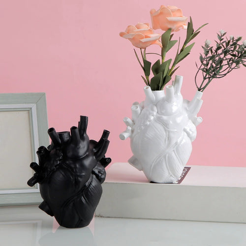 Still Beating Heart Vase, White, anatomical heart ceramic vase