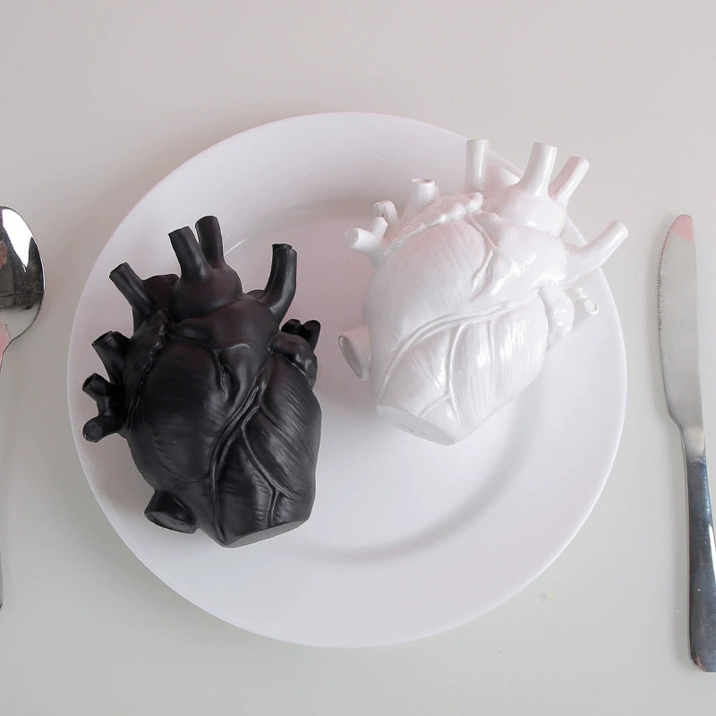 Still Beating Heart Vase, White, anatomical heart ceramic vase