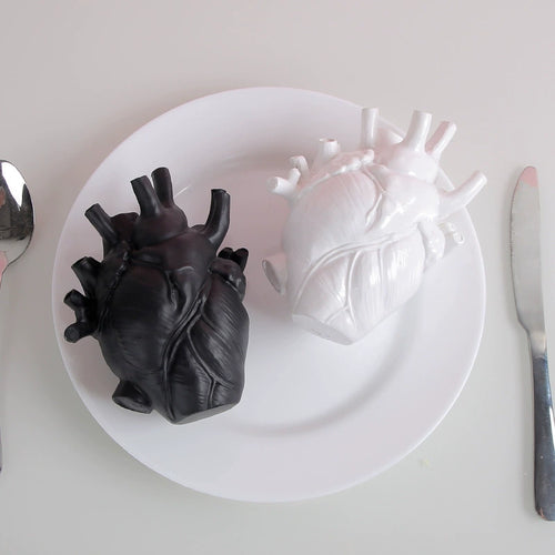 Still Beating Heart Vase, White, anatomical heart ceramic vase