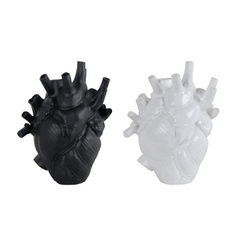 Still Beating Heart Vase, White, anatomical heart ceramic vase
