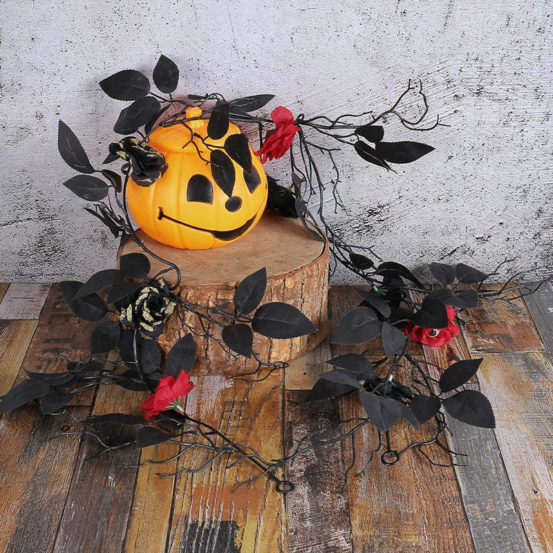 Watcher Rose Garland, black rose garland with eyeball roses