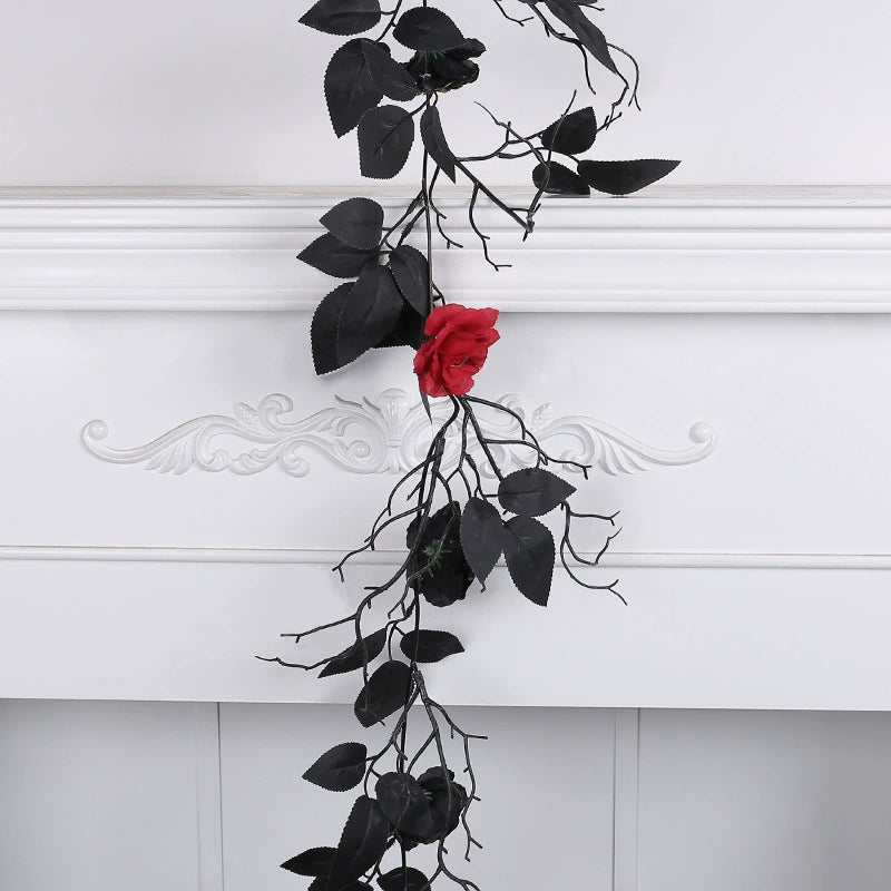Watcher Rose Garland, black rose garland with eyeball roses