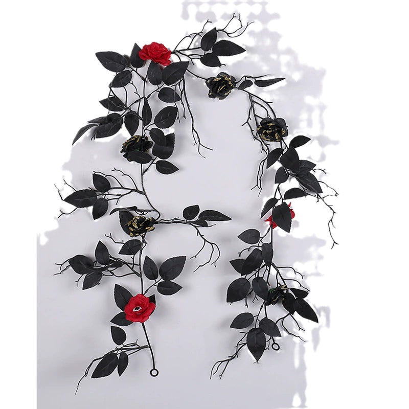 Watcher Rose Garland, black rose garland with eyeball roses