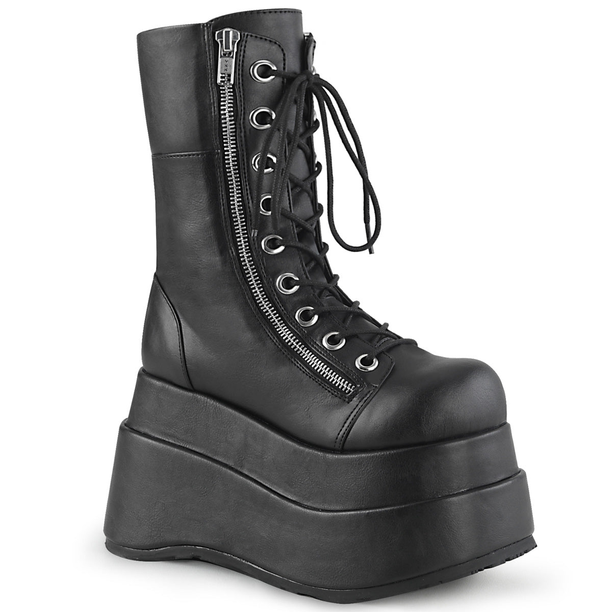 Bear Tiered Platform Lace-Up Mid-Calf Boots