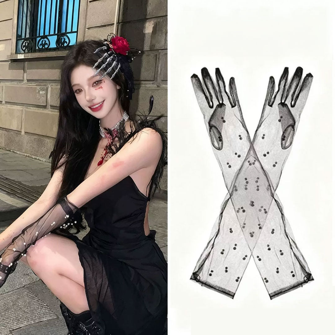 Pearl Drop Tulle Gloves