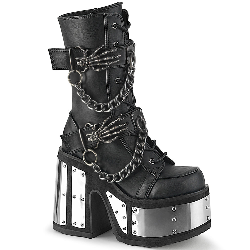 Camel Platform Lace-Up Ankle Boots