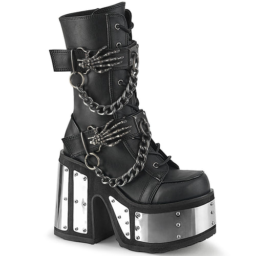 Camel Platform Lace-Up Ankle Boots