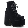 Camel Velvet Platform Ankle Boots