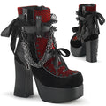 Charade Red Lace Ribbon Platform Ankle Boots