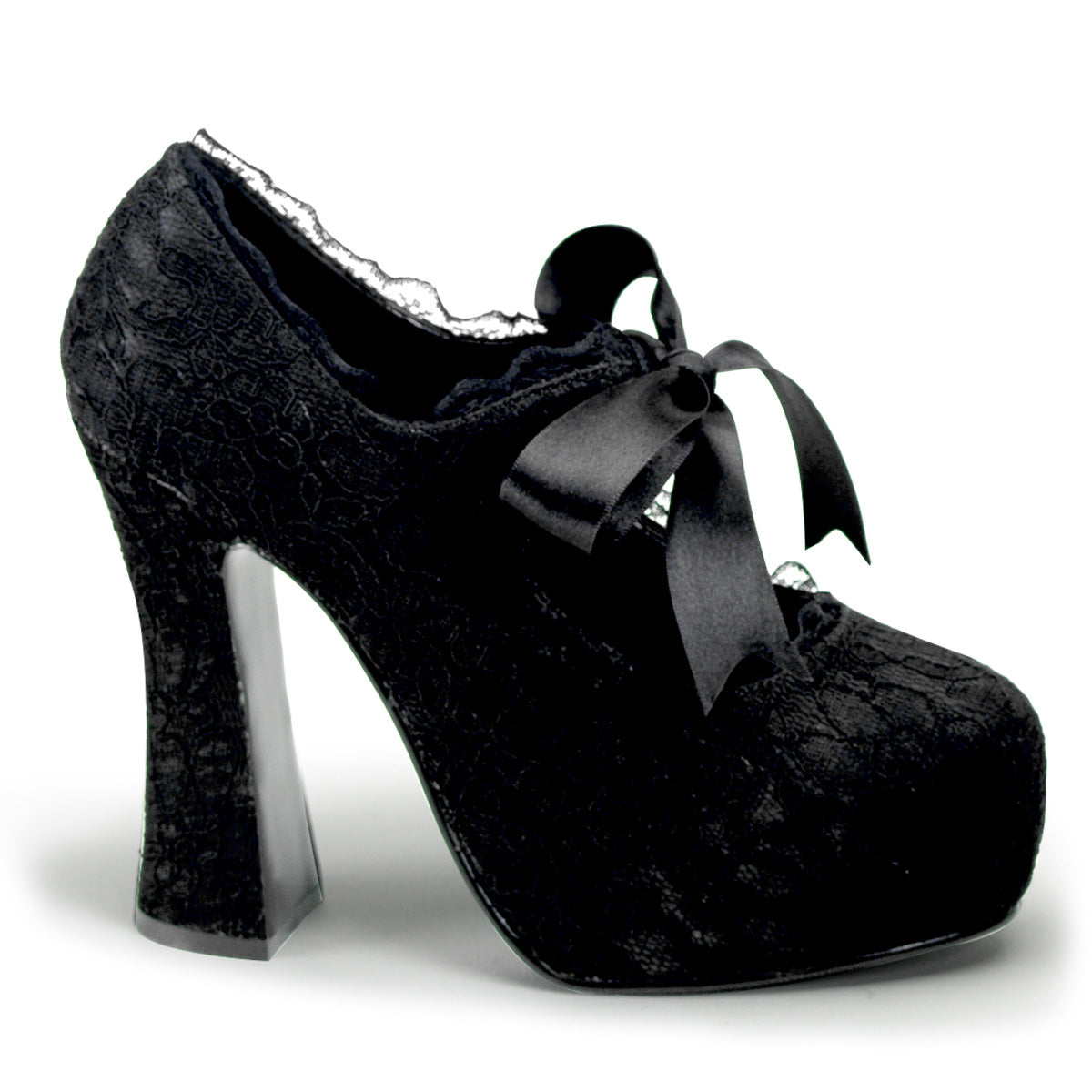Demon Lace Overlay Platform Mary Jane Pumps