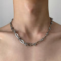 Barbed Knot Chain Necklace, silver chain necklace with knotted barbed links