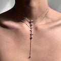 Falling Star Lariat Necklace, double layer silver lariat necklace with falling stars