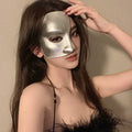 Silver Phantom Half Mask, silver metallic half face mask