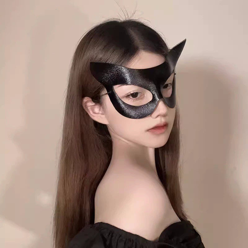 Cat Burglar Eye Mask, black cat eye mask with pointed ears