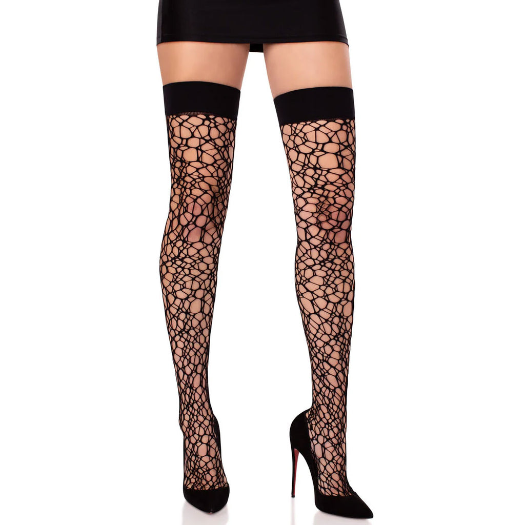Fractured Net Thigh Highs