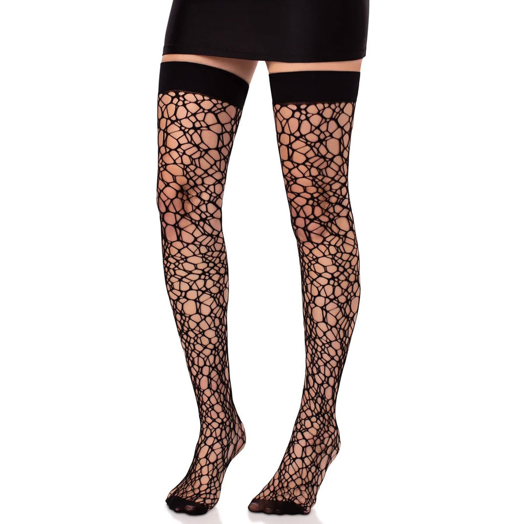 Fractured Net Thigh Highs