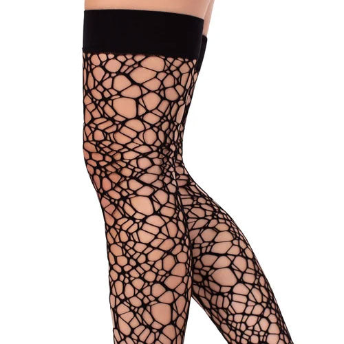Fractured Net Thigh Highs