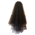 Graveside Tulle Veil, black two layer tulle veil with comb