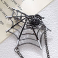Black Widow Web Brooch, spider and web brooch with chain