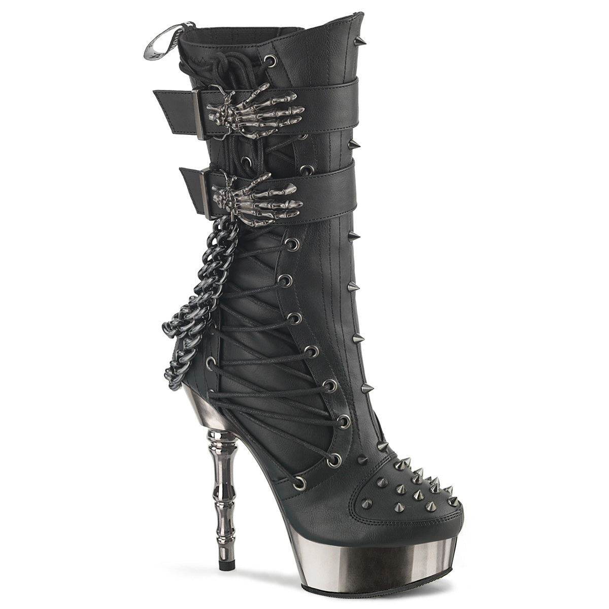 Muerto Finger-Bone Heel Mid-Calf Boots