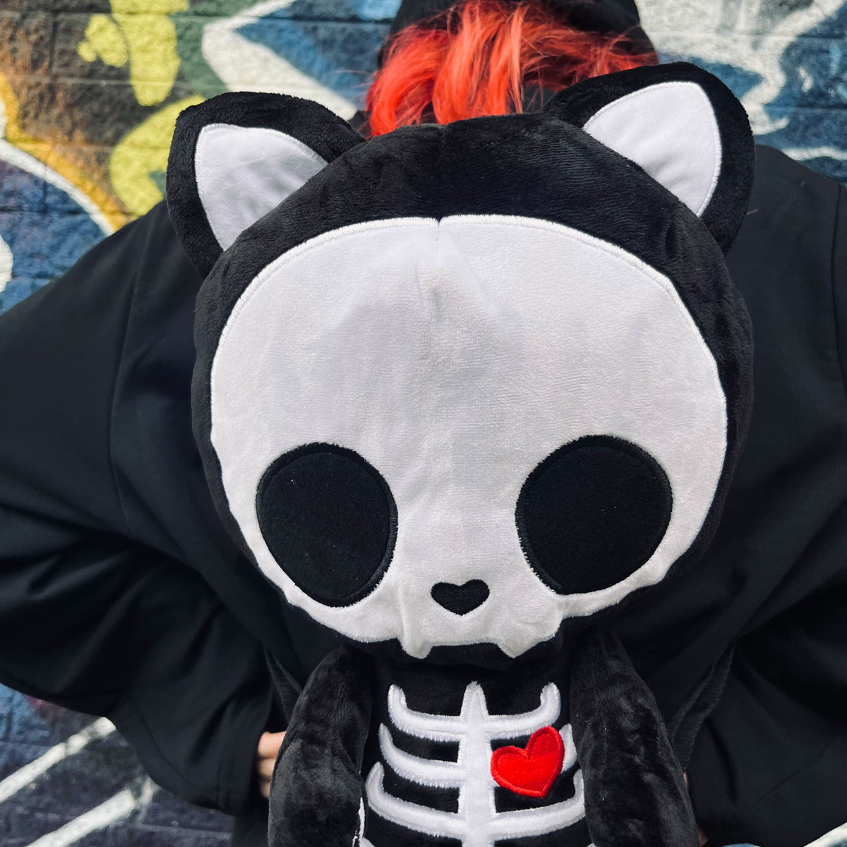 Skele Kitty Plushy Cat Backpack