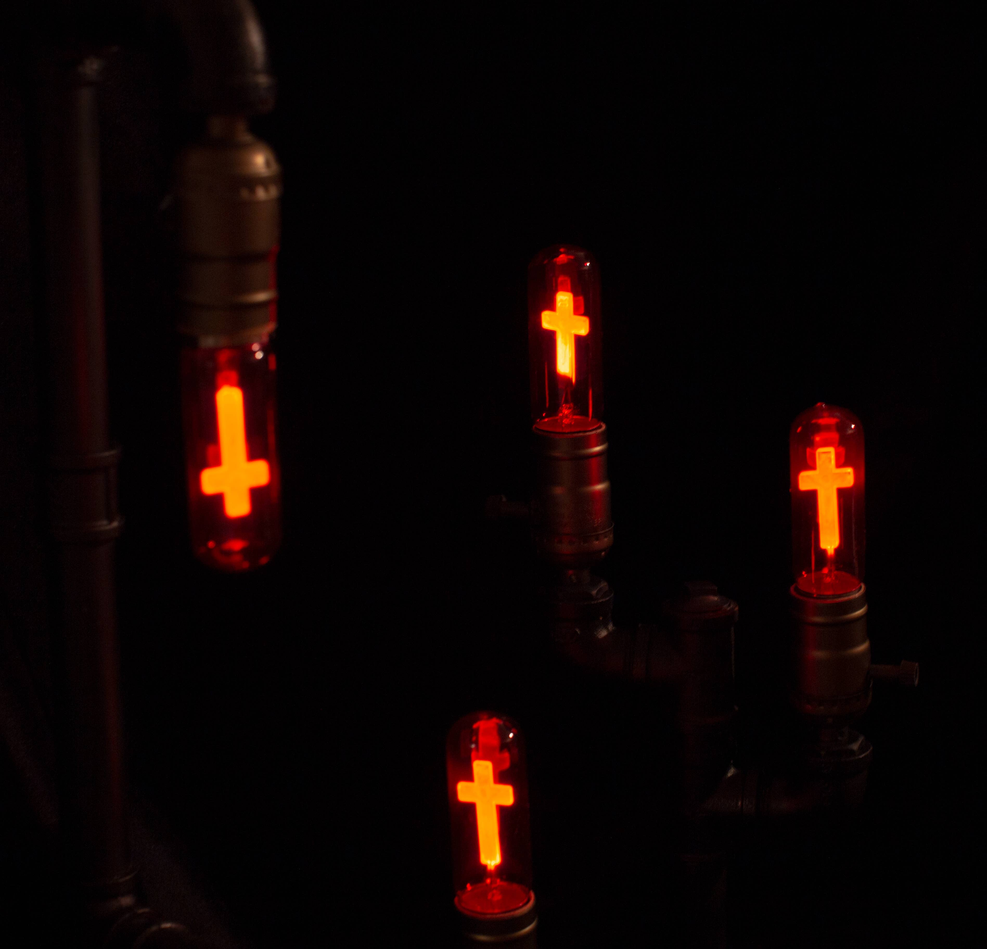 Industrialized Red Crucifix Neon Light Bulbs