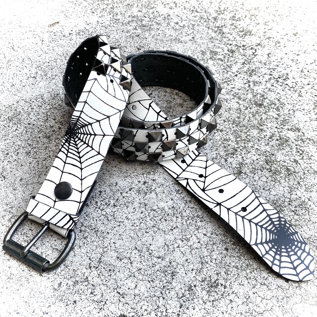 Creepers White Tail Studded Leather Belt