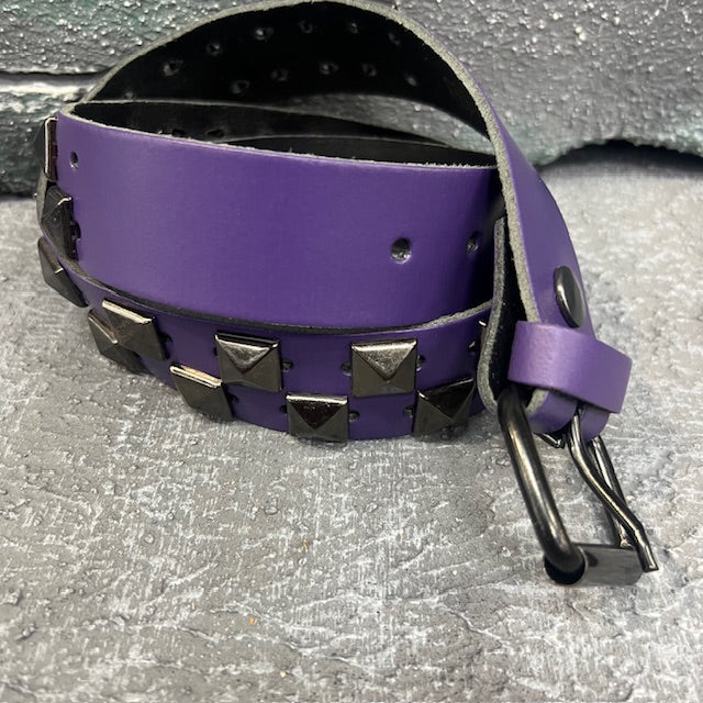 Purple Divide Studded Leather Belt (Medium)