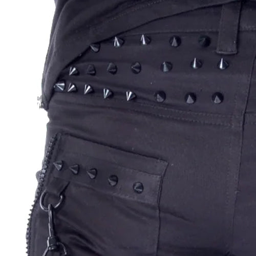 Black Chrome Skinny Leg Spike Pants