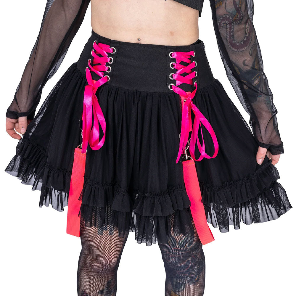 Chaotic Skirt Black-Pink
