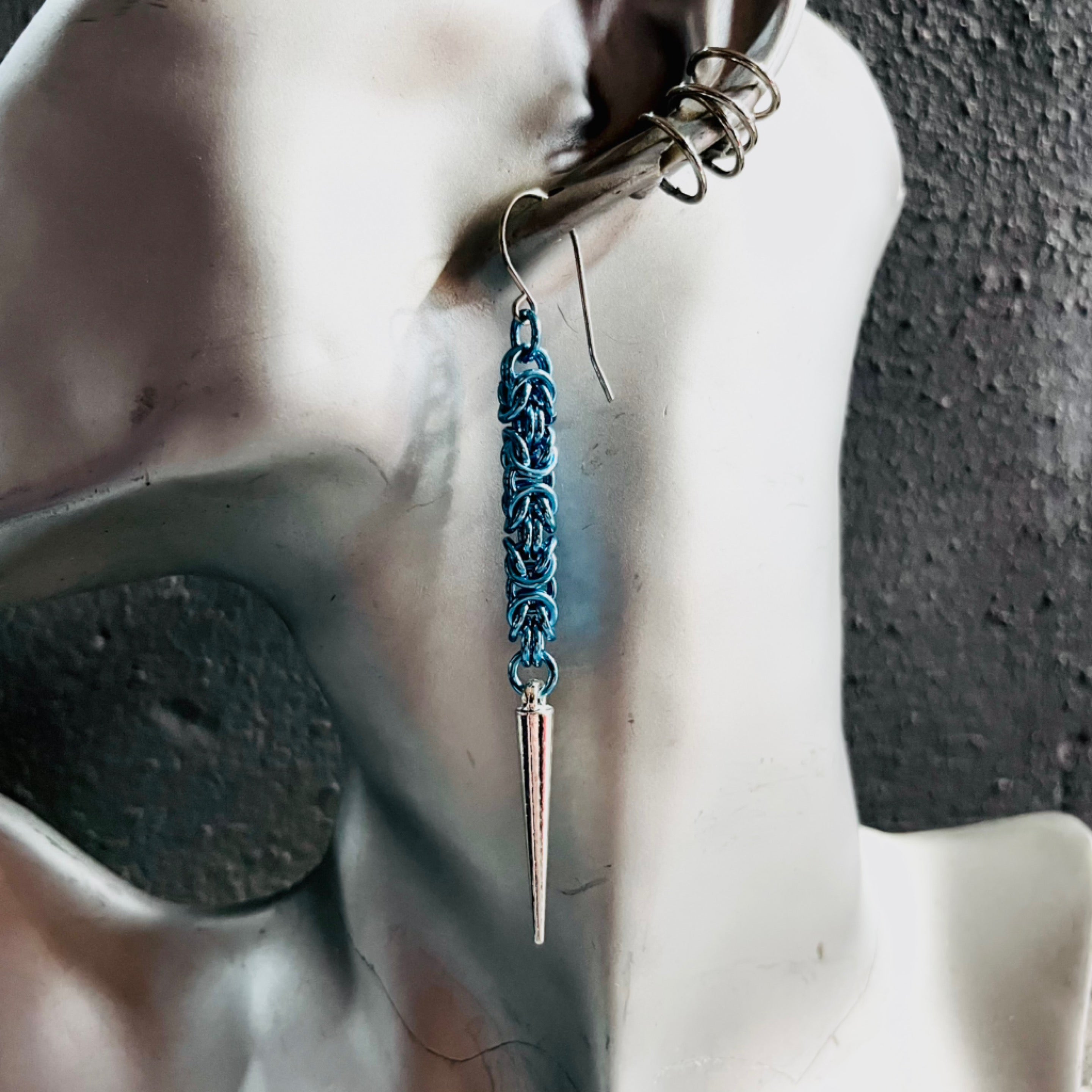Lightning Bolt Blue Blaze Spike Earrings