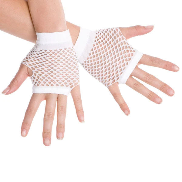 Fishnet Fingerless Gloves - White
