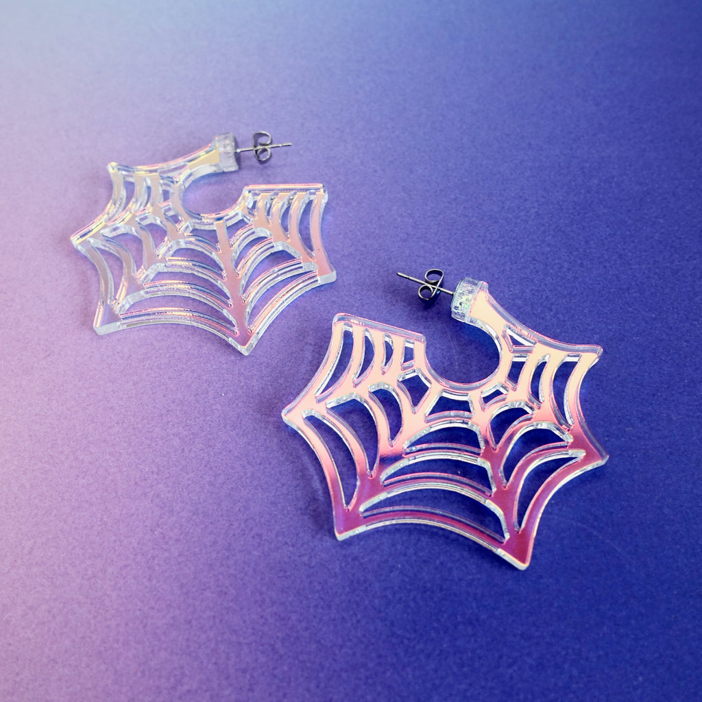 Spiderweb Hoop Earrings - Shimmering Mist