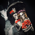 Mourning After Skeleton Embrace Statue