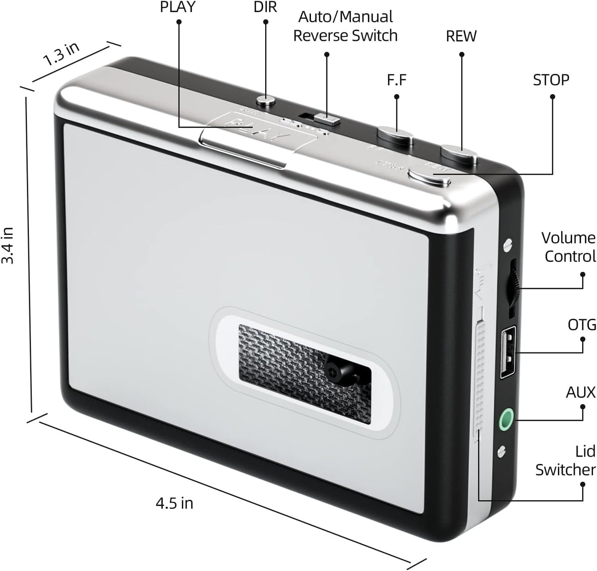 CASSETTE PLAYER: Portable Bluetooth 231 MP3 Converter