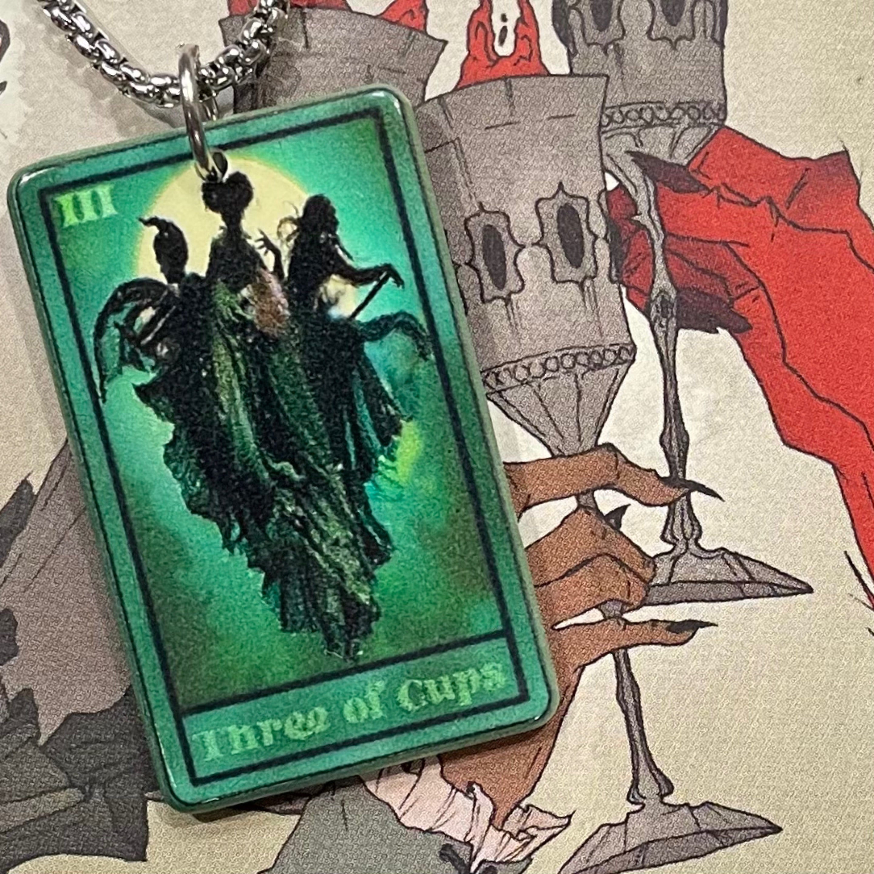 Horror Tarot Three of Cups Necklace
