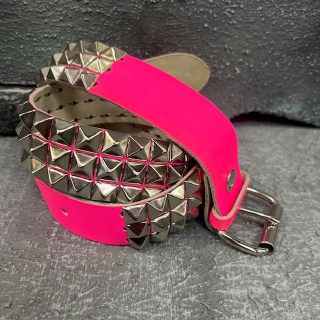 Glaminator Hot Pink Studded Leather Belt (Medium)