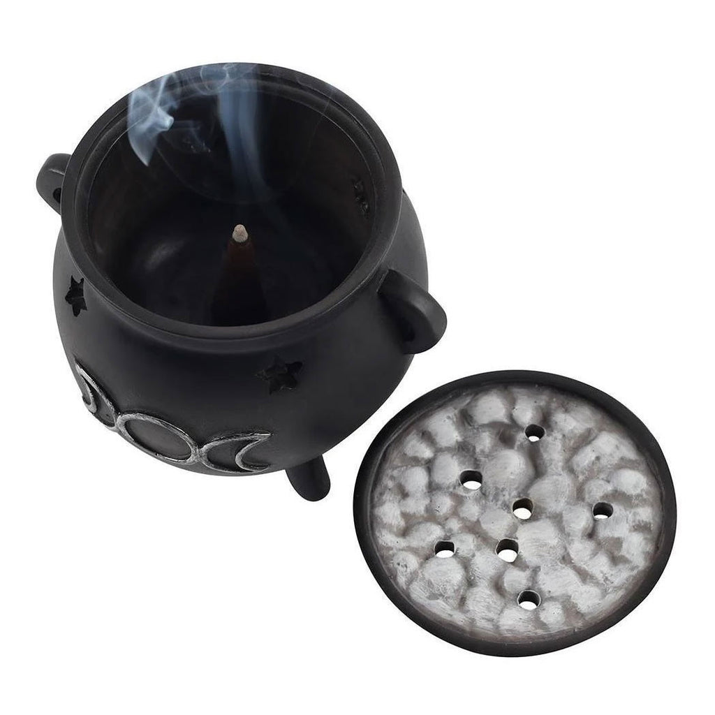 Cauldron Triple Moon Incense Holder