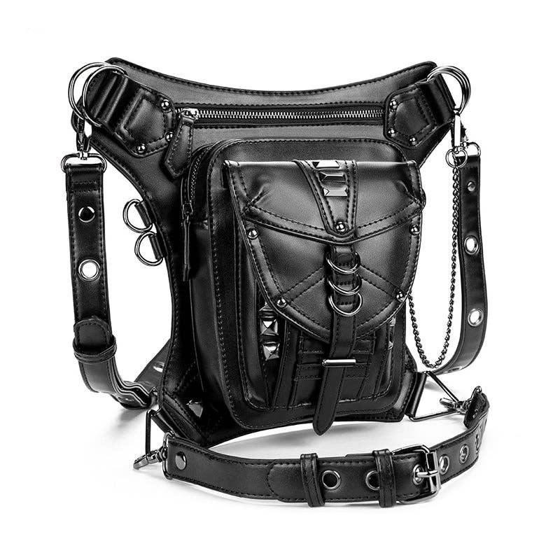 Punk Style Rivet Chain Bag: Black